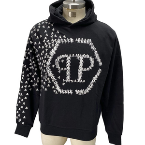 Philipp Plein Mens Hoodie Sweatshirt Skull & Bones Black